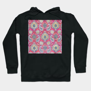 Boho Chic Glam Paisley Fuchsia / Gold Hoodie